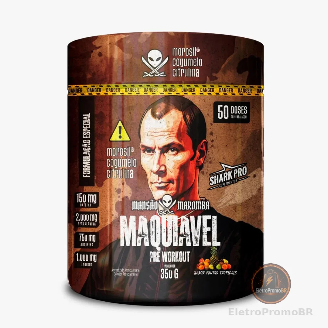 Maquiavel Pré Treino Pote 350g Shark Pro Sabor Frutas Tropicais