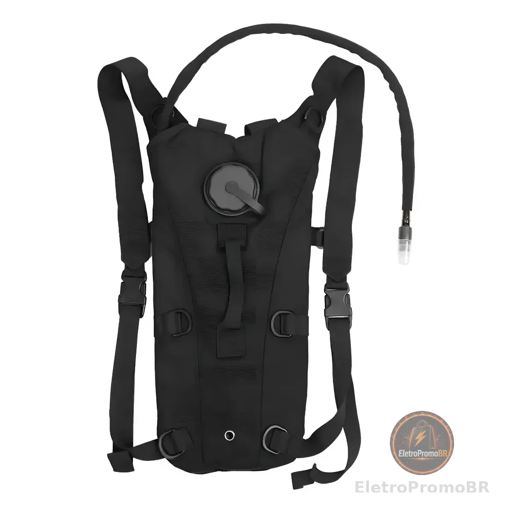 Mochila Hidratação Tática Com Refil D'água 3 Litros Bicicleta Térmica Bike Ciclismo Trilha Corrida Tumblr Cor Preto Liso