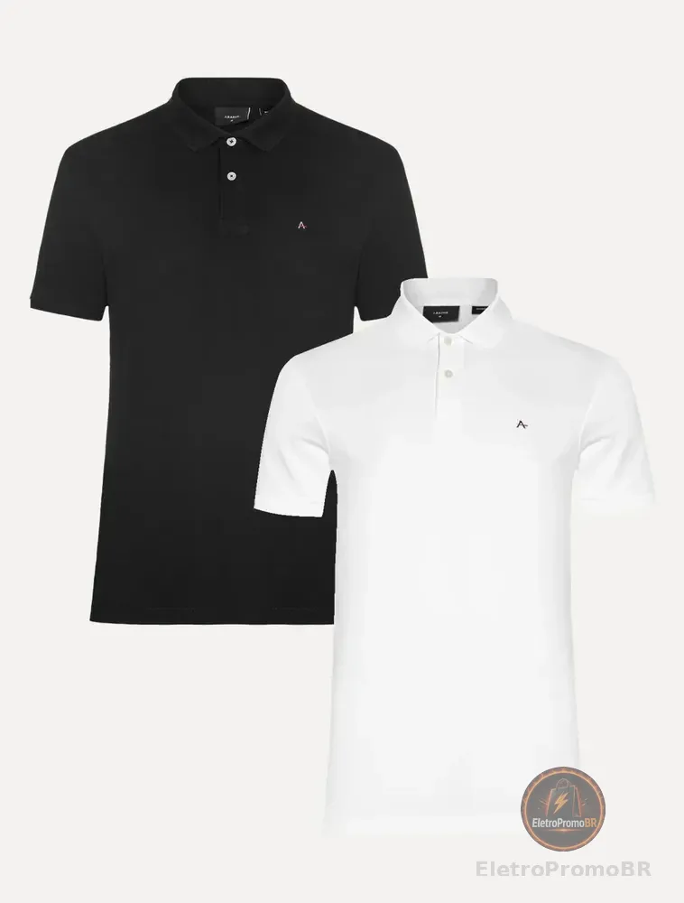 Kit Polo Aramis Masculina | Basic Piquet Branca/preta Branca/preta L/g