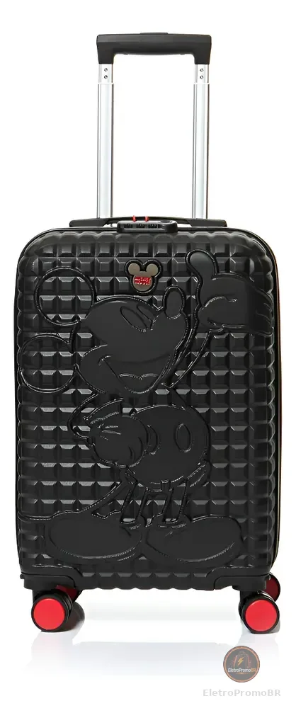 Mala De Bordo Viagem Pequena Preto Mickey Luxcel