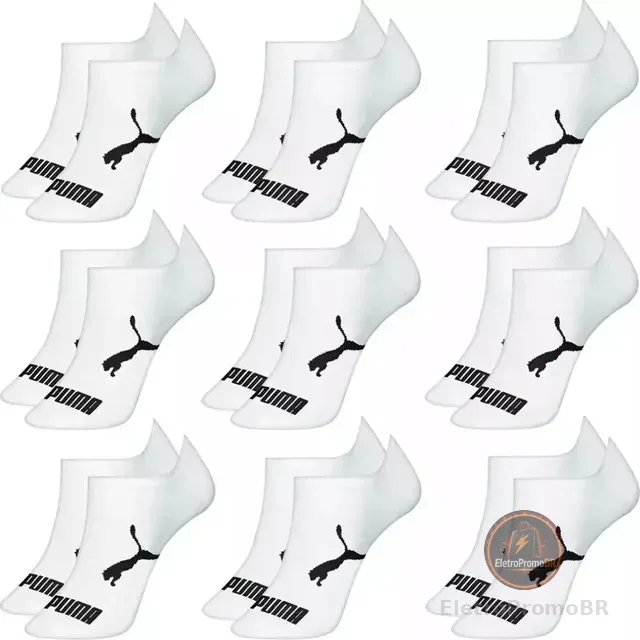 Kit 9 Pares Meias Puma Sapatilha Cano Baixo Algodão Original