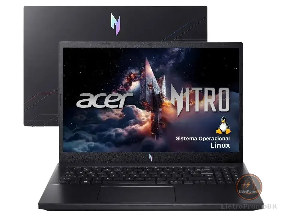 Notebook Gamer Acer Nitro V15 Intel Core i5 512GB SSD 16GB RAM 15.6” Full HD 165Hz IPS NVIDIA RTX 4050 6GB Linux ANV15-52-52XM