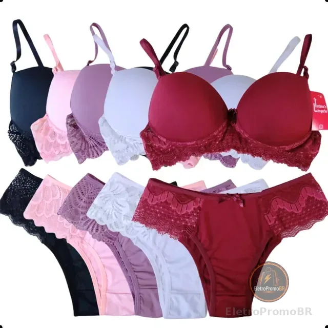 Langerie Femininas Lingerie Atacado Kit C/ 5 Conjuntos