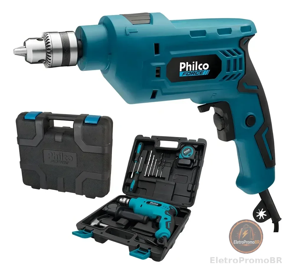 Kit Furadeira De Impacto E Maleta Pfu01mf 650w Philco Cor Azul-turquesa