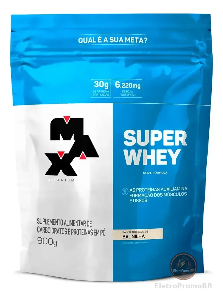 Super Whey Protein Refil 900g Max Titanium Sabor Baunilha