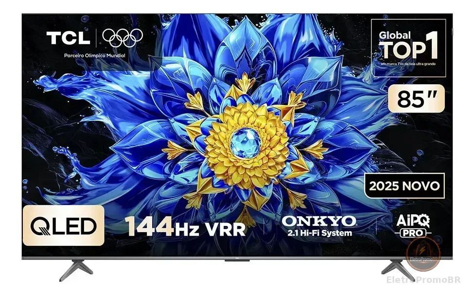 Smart TV TCL 85 Polegadas QLED 4K P8L WiFi Bluetooth Google TV HDR10+ 144 Hz VRR 85P8L