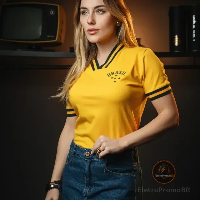 Camisa Cropped Copa Brasil Amarela
