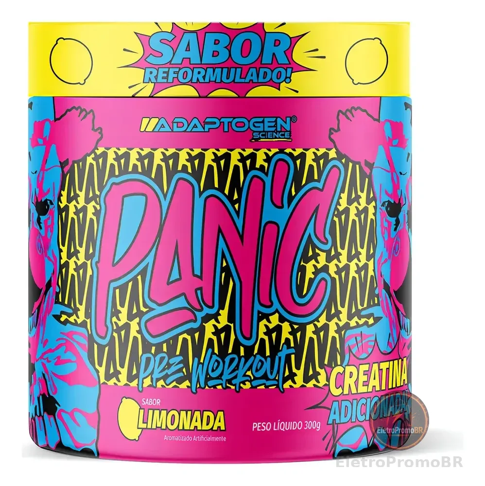 Suplemento Em Pó Adaptogen Science Panic Pré Treino Com Creatina Pote 300g Sabor Limonada