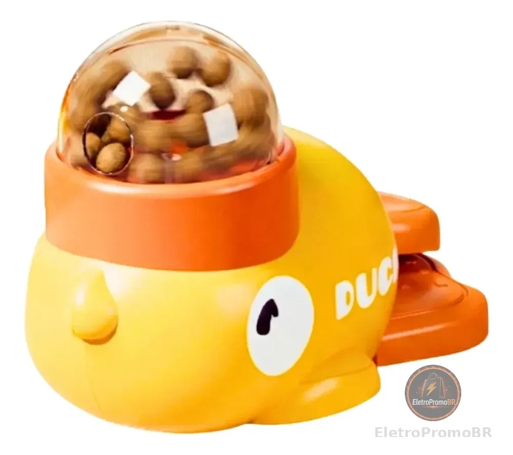 Brinquedo Interativo Pato Comedouro Cães Gatos Anti-estresse Amarelo