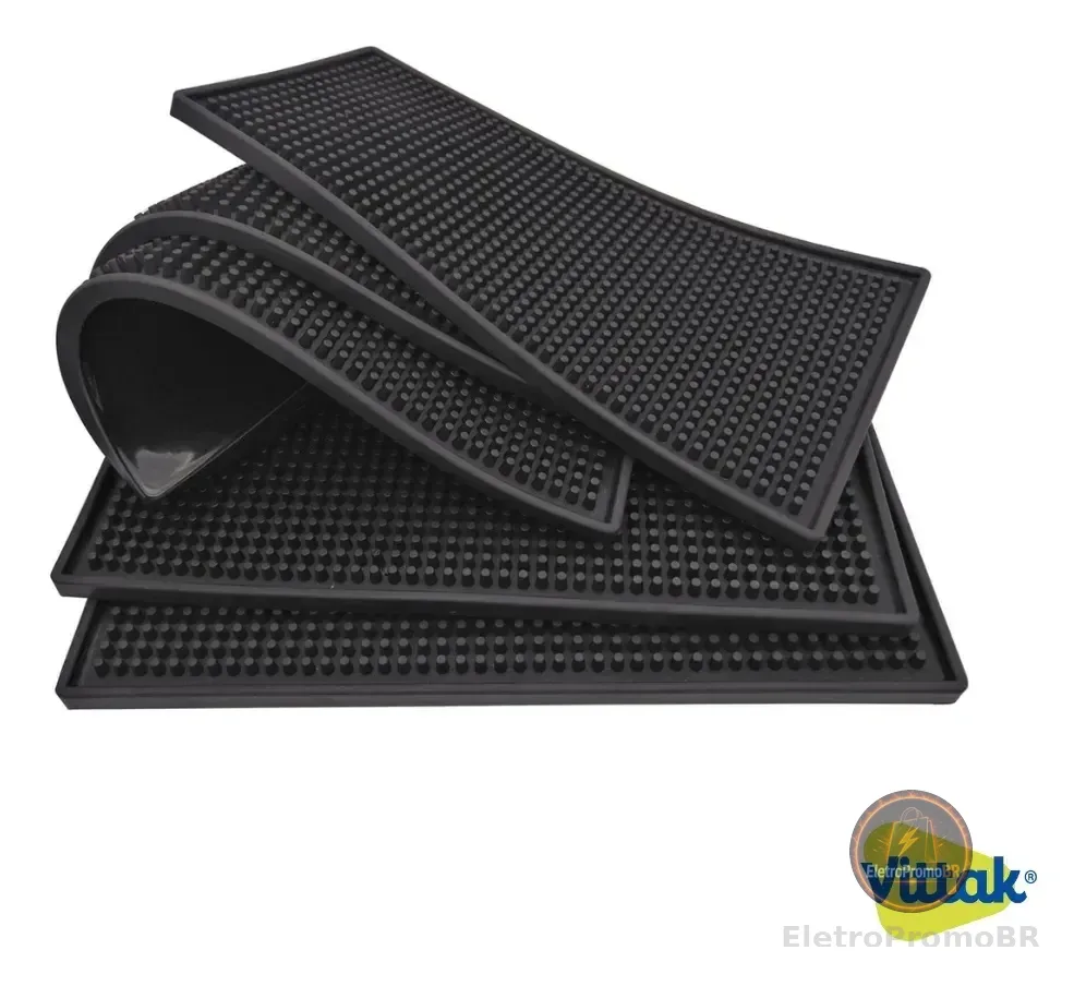 Vittak Tapete Escorredor De Louça Em Silicone 30x15cm Porta Copos Pratos Cor Preto