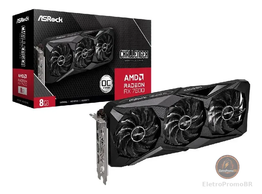 Placa de Vídeo ASRock Radeon RX 7600 Challenger Pro OC 8GB GDDR6 128-bit