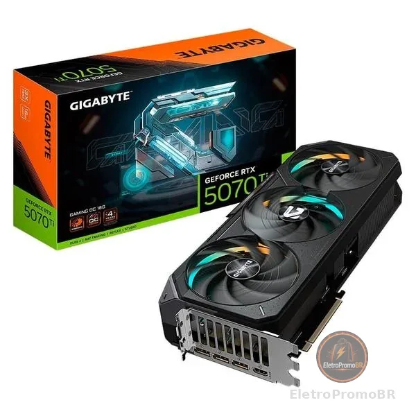 Placa de Vídeo Gigabyte RTX 5070 Ti GAMING OC 16G NVIDIA GeForce, 16GB GDDR7, 256bits, RGB, DLSS, Ray Tracing - 9VN507TGO-00-G10