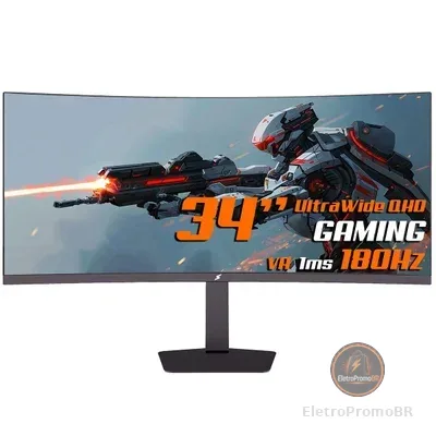 Monitor Gamer Superframe Enterprise, 34 Pol, Curvo, Ultrawide Quad Hd, Va, 1ms, 180hz, Free-sync/g-sync, Sf-mn-etp34quvcd2c