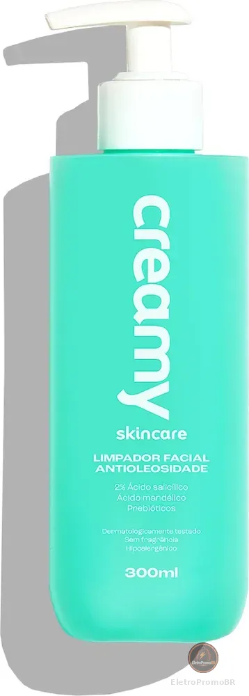 Creamy Skincare Limpador Facial Antioleosidade 300ml | 24 Horas De Oleosidade Controlada, Desobstrui Poros E Reduz Brilho Excessivo | Indicado Para Todos Os Tipos De Pele, Uso Diário