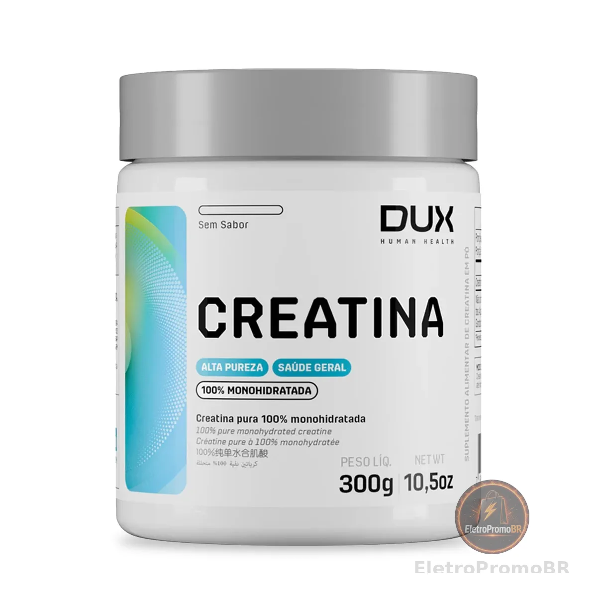 Creatina Monohidratada Sem Sabor - Pote 300g - Suplementação Treino Academia, Ganho Muscular Hipertrofia, Força Energia Resistência, Suplementos Naturais - DUX HUMAN HEALTH