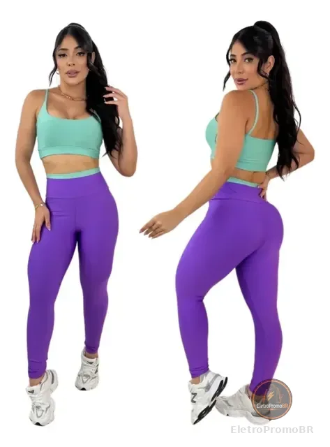 Conjunto Fitness Bicolor Suplex Premium Feminino Academia