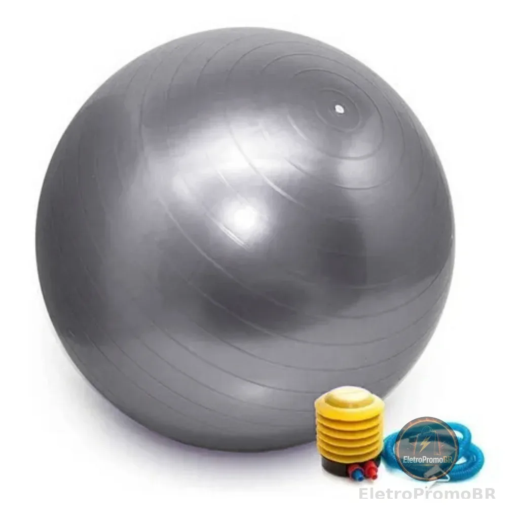 Bola de Pilates Suíça 65cm Treino Funcional Yoga Fisioterapia com Bomba