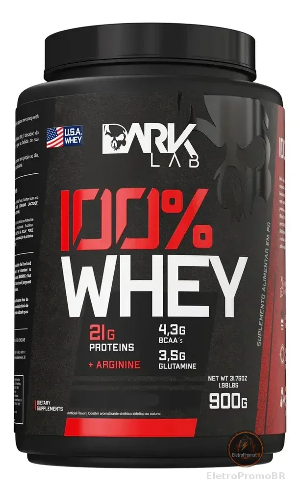 100% Whey Protein 900g Sabores - Dark Lab Sabor Morango