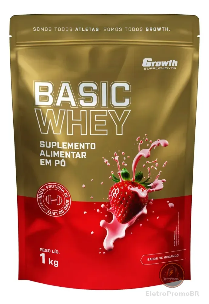Basic Whey 1kg Growth Supplements Morango