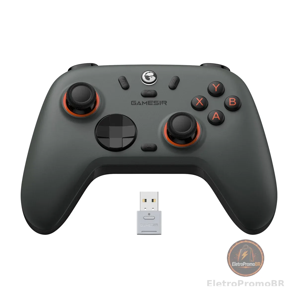 GameSir Nova 2 Lite Controle Sem Fio para PC com Hall Effect nos Analógicos e Gatilhos, 1000Hz 2.4G/Wired, Botões Programáveis – Compatível com PC, Switch, Steam, Android - Cinza Grafite