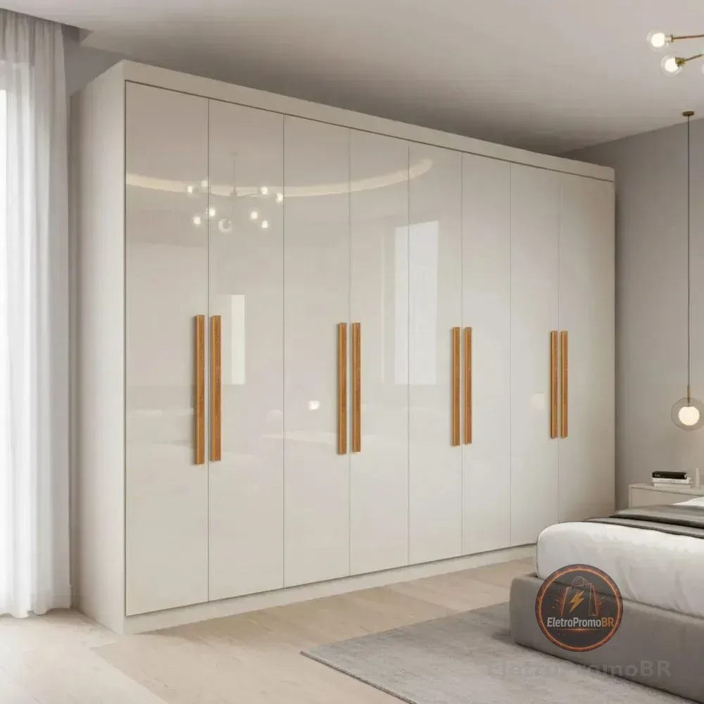 Guarda-Roupa Casal Paris 8 Portas 4 Gavetas Branco
