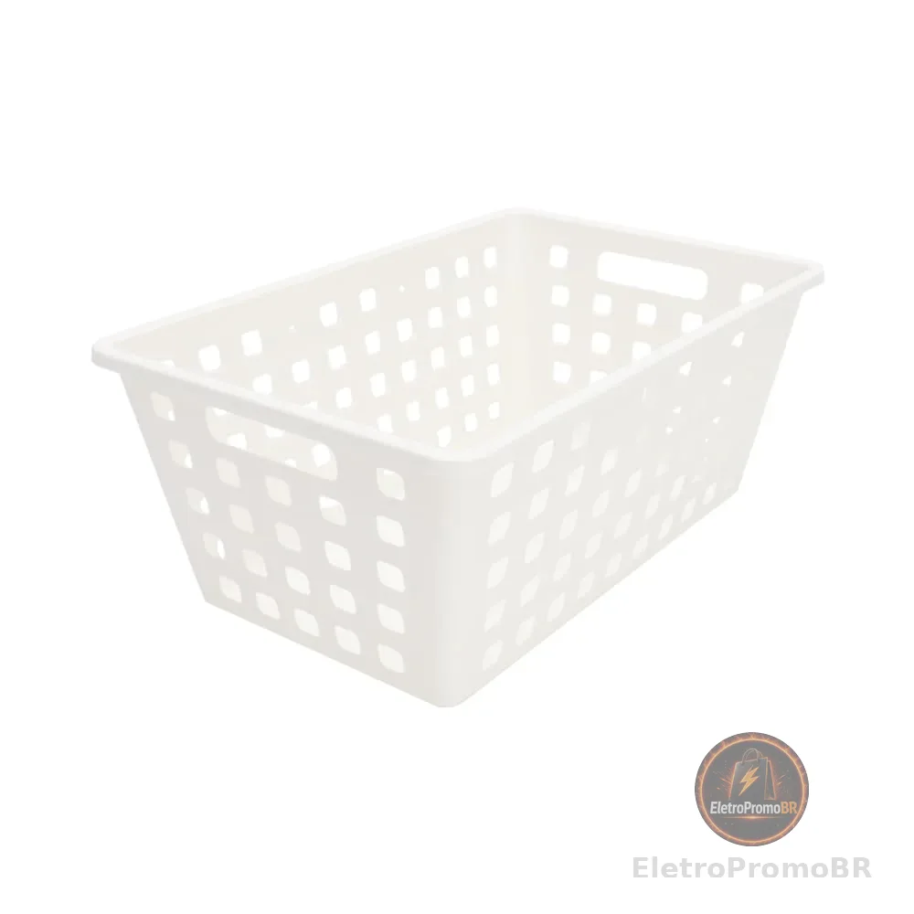 Cesto Organizador Square Médio Dasplast | 4,2L | Design Modular e Funcional | Ideal para Diversos Ambientes | Sustentável e Durável | Cor Branco