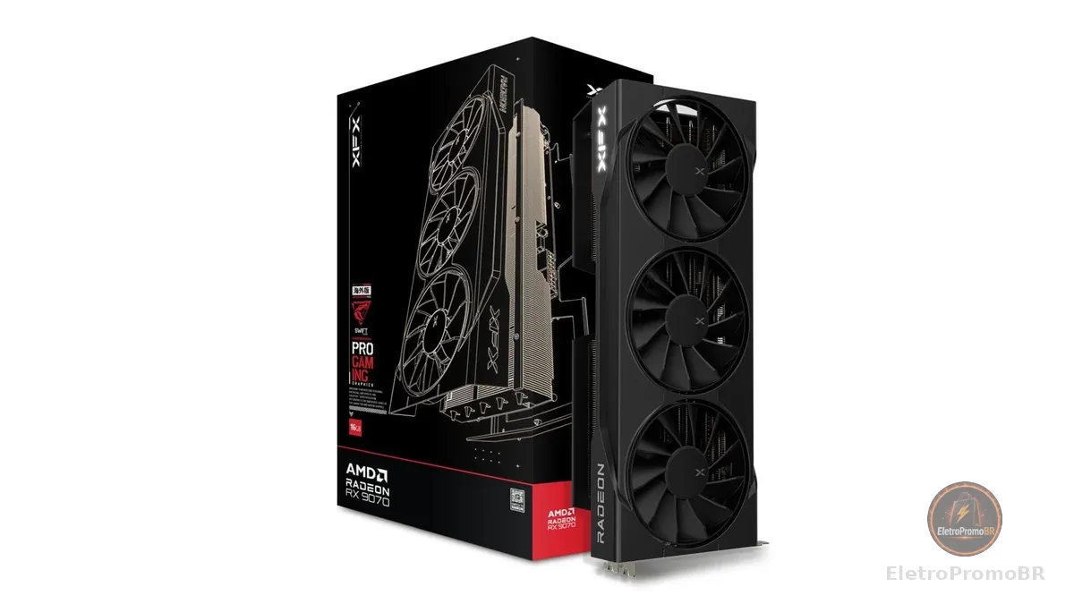 XFX Placa gráfica Swift AMD Radeon RX 9070 OC Triple Fan Gaming Edition 16GB GDDR6, preta