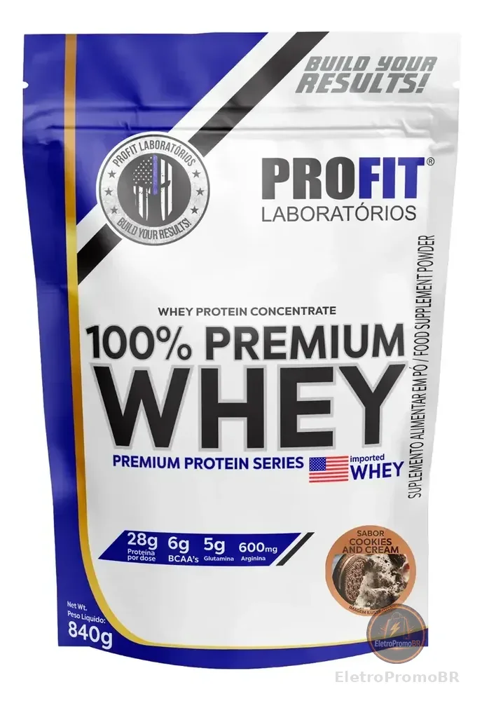 Whey Protein 100% Concentrado Premium 840g Profit Sabor Cookies
