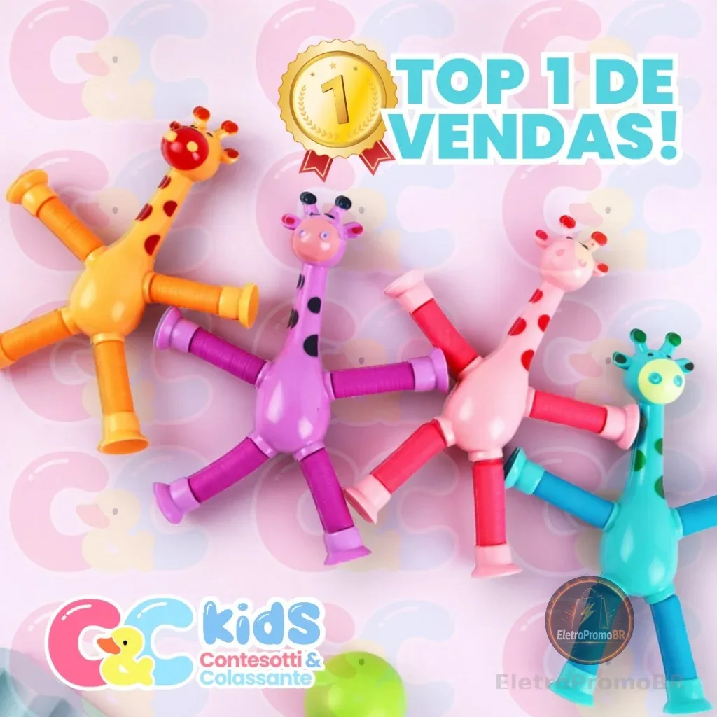 Girafas Flexíveis com Ventosa Pop Tube Brinquedo Infantil Estica e Puxa