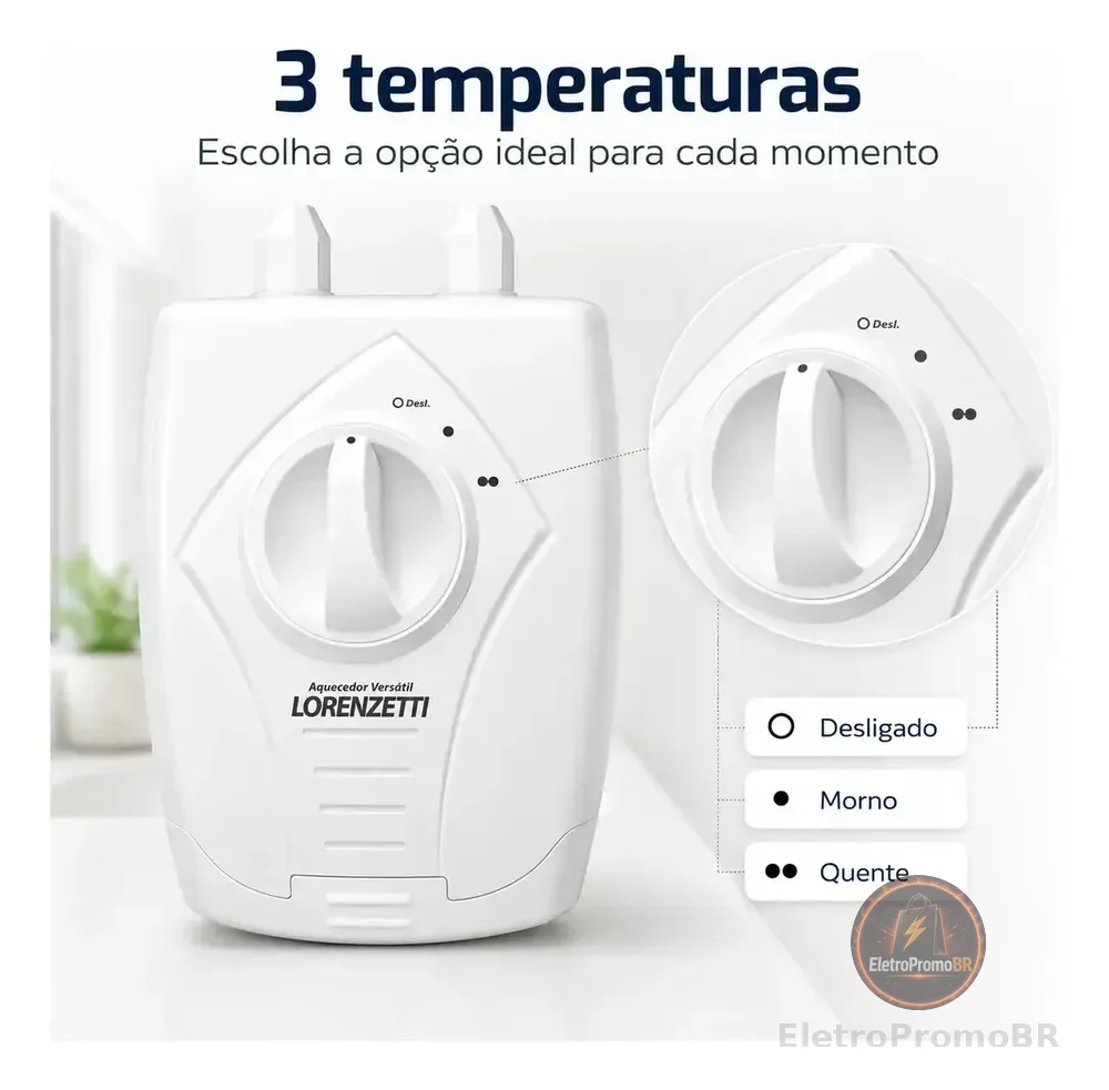 Aquecedor Elétrico de Água Lorenzetti Versátil 3 Temperaturas Branco 5500W