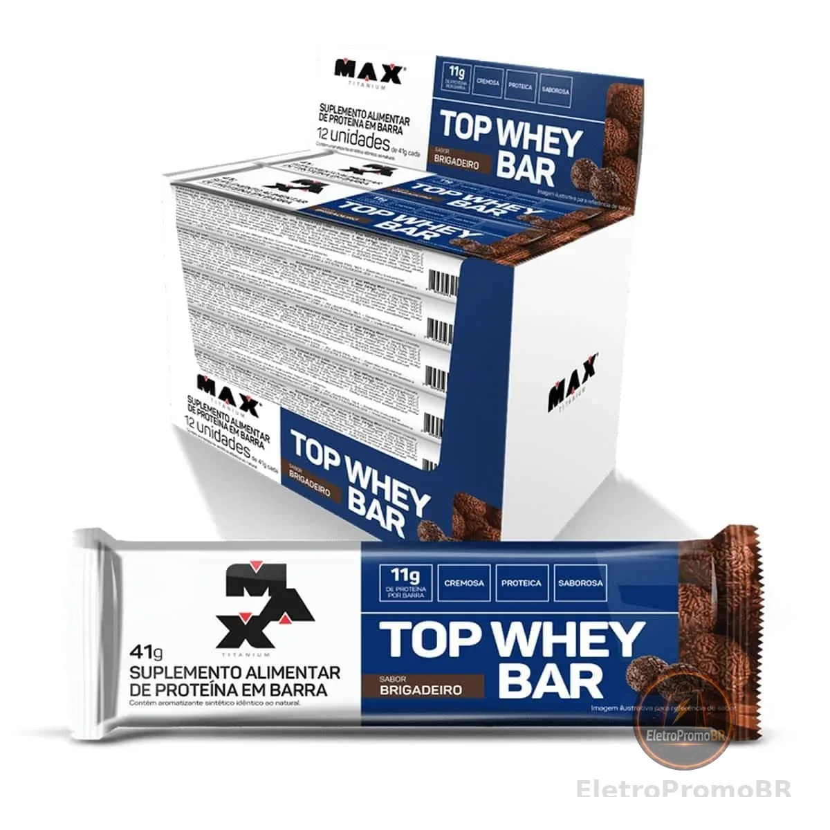 Max Titanium Top Whey Bar - 12 Unidades De 41G Brigadeiro -