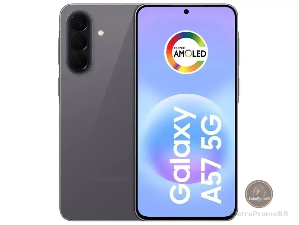 Smartphone Samsung Galaxy A57 128GB 5G 8GB RAM Cinza 6,7" Câm Tripla + Selfie 12MP