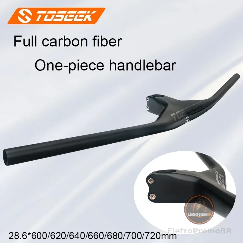 Original TOSEEK 3K Bicicleta De Fibra De Carbono MTB Riser-17 Graus Guidão Integrado De Uma Forma Com Haste Para Peças De Montanha