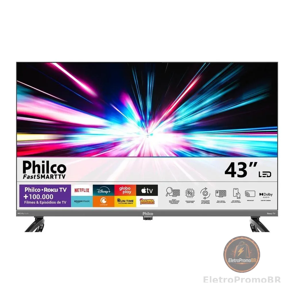 Smart TV 43" Philco QLED HDR10 Roku TV P43KRB