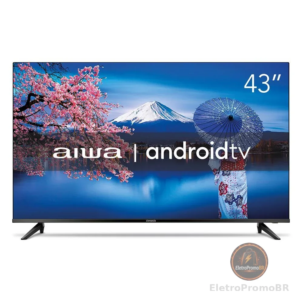 Smart TV AIWA 43” Android Full HD Borda Ultrafina HDR10 Dolby Áudio AWS-TV-43-BL-02-A