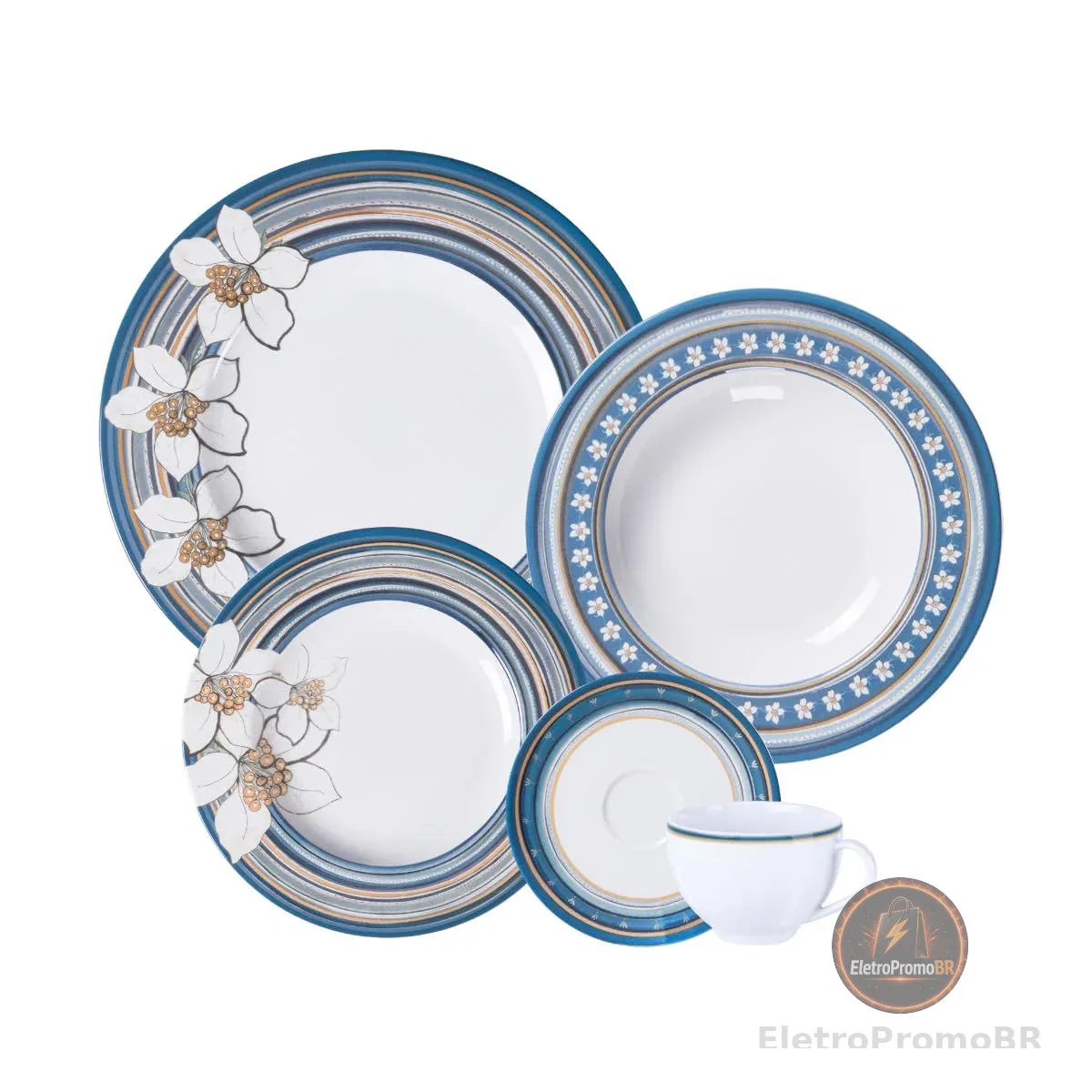 Aparelho de Jantar Tramontina Nix em Porcelana Decorada 20 Peças