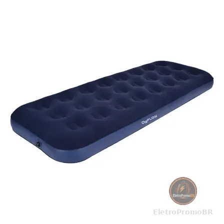 Colchão Inflável Solteiro Multiuso Aveludado O2flow Azul