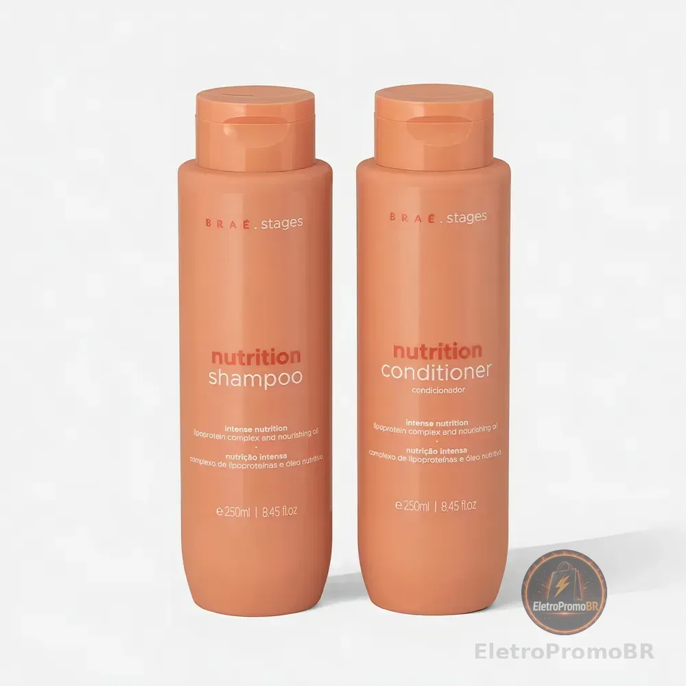 Kit Braé Stages Nutrição: Shampoo e Condicionador para Cabelos Ressecados e sem Vida