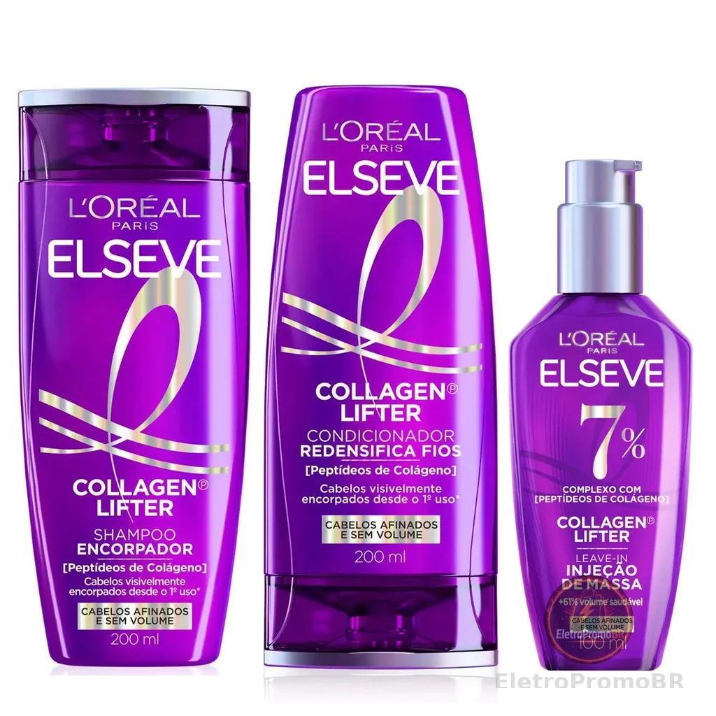 KIT ELSEVE COLÁGENO LIFTER SH + COND + LEAVE-IN DE MASSA 100ML