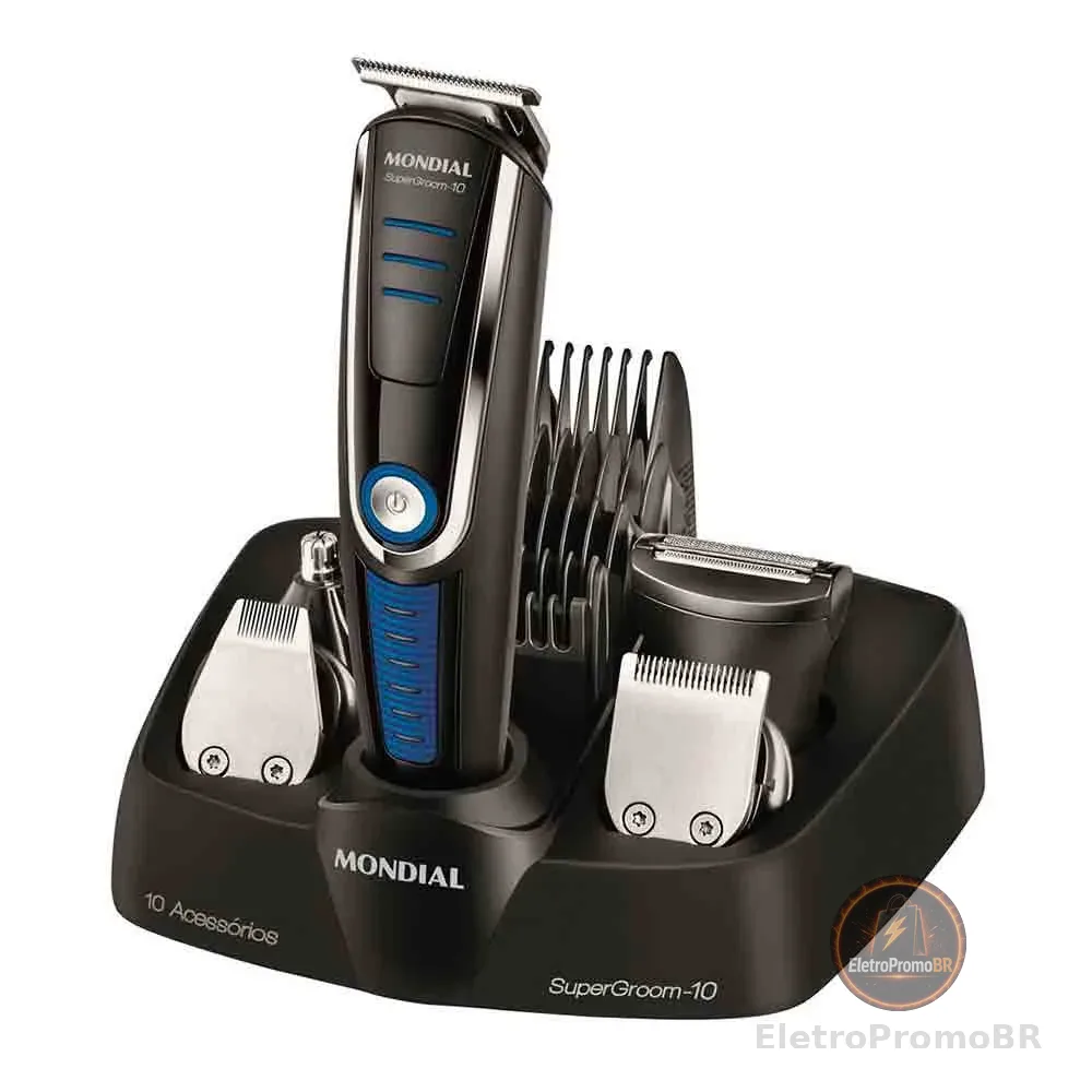 Aparador de Pelos Super Groom 10 em 1 BG-03 Sem Fio Mondial