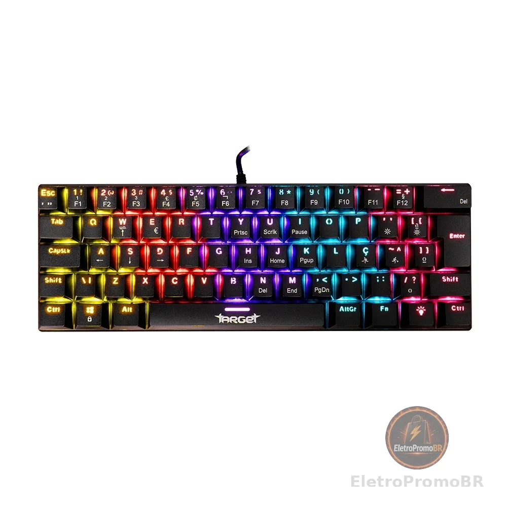 Teclado Mecanico TGT Sherman V3 C1, Rainbow, ABNT2, Switch Marrom, Preto, TGT-SHRC-BR01