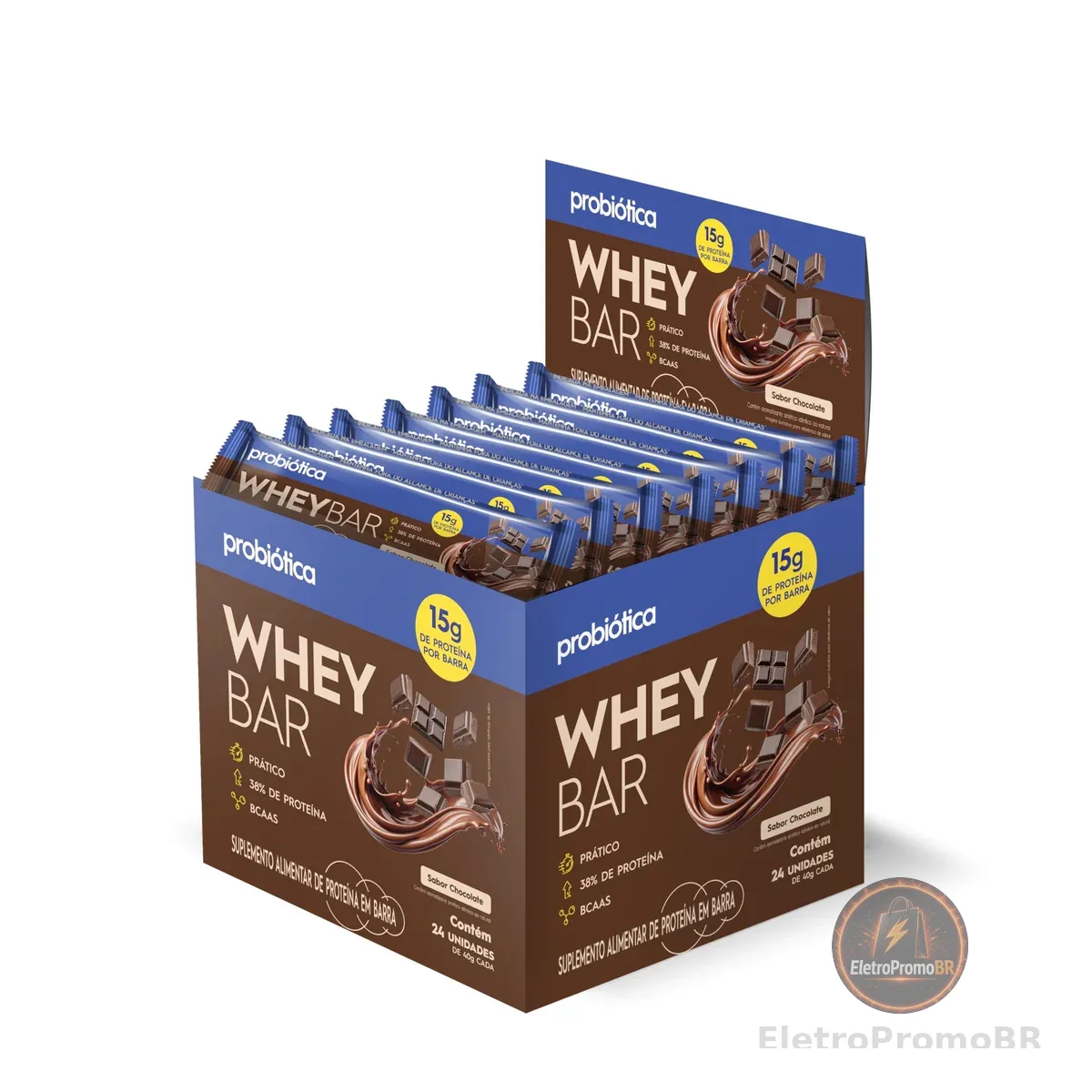 Whey Bar High Protein, Chocolate, Probiótica, 40 G, 24 Unidades