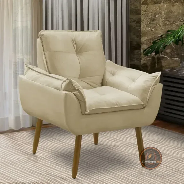Poltrona Decorativa Opala Suede Para Sala Arapongas Luxo