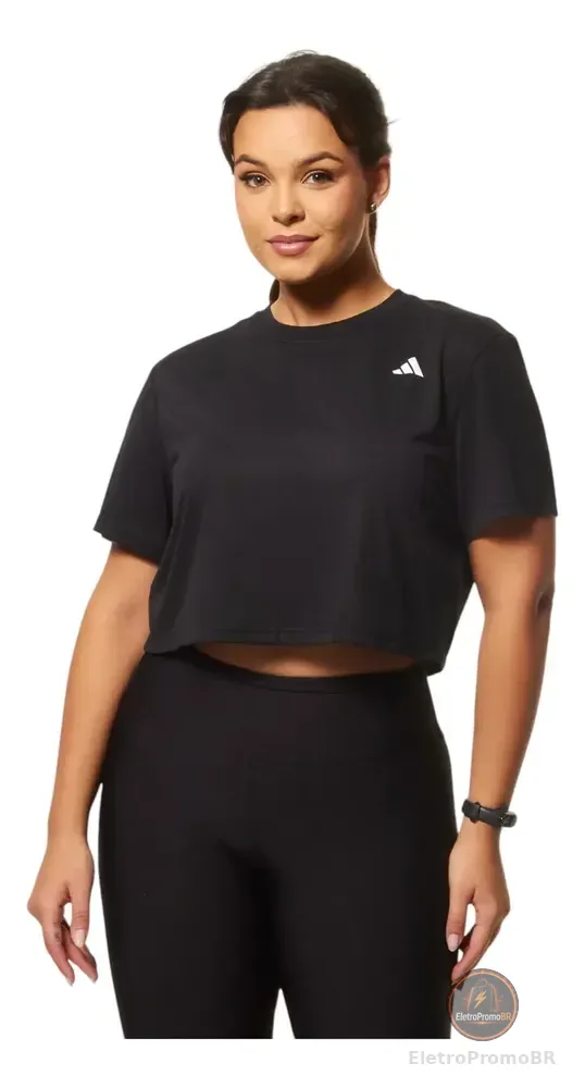 Camiseta Esportivo Feminina Boxy Essentials adidas Black Liso M Lisa