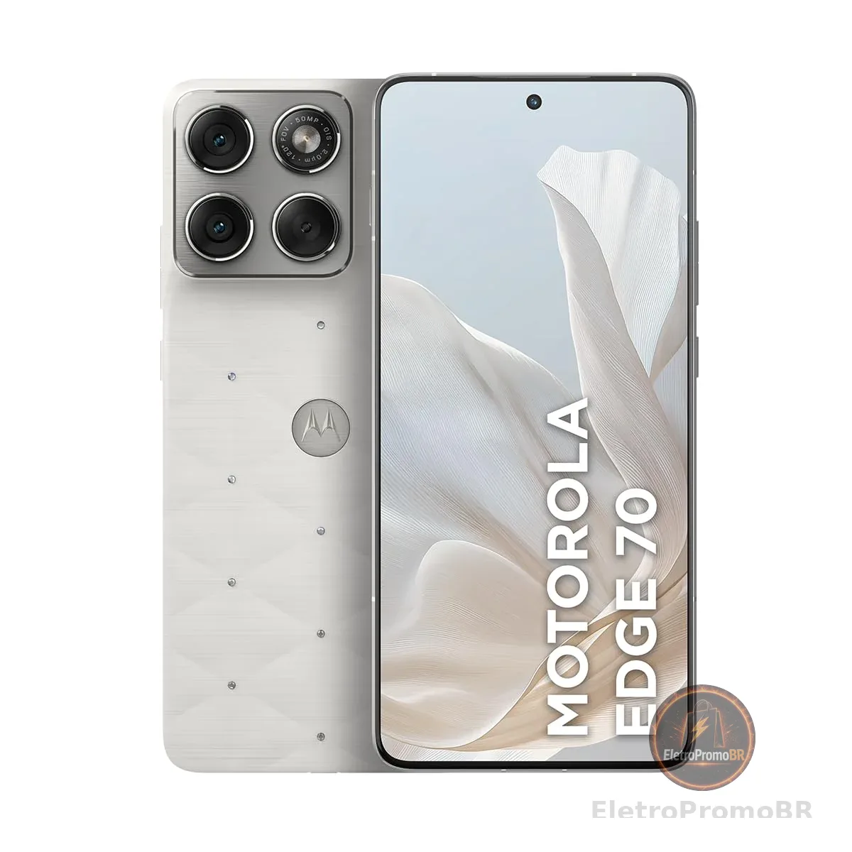 Smartphone Motorola Edge 70 5G Crystals by Swarovski - 512GB 24GB (12GB RAM + 12GB RAM Boost), Ultrafino, 3 cameras 50MP e tela extreme Amoled 120hz - Cloud Dancer
