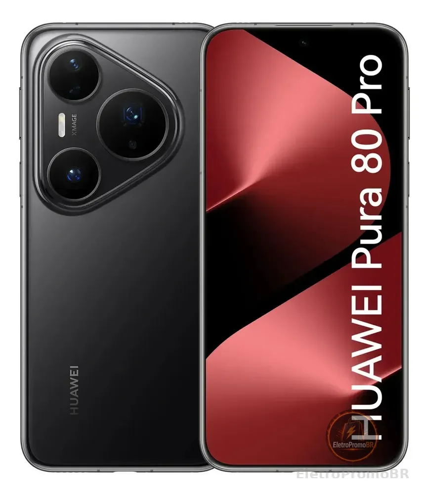 Smartphone HUAWEI Pura 80 Pro 12GB+512GB Câmera Ultra-iluminação de 1 Polegada Câmera Teleobjetiva Macro Ultra-iluminação Cancelamento de Ruído por IA 5.17 Ah Dual SuperCharge Celular Preto