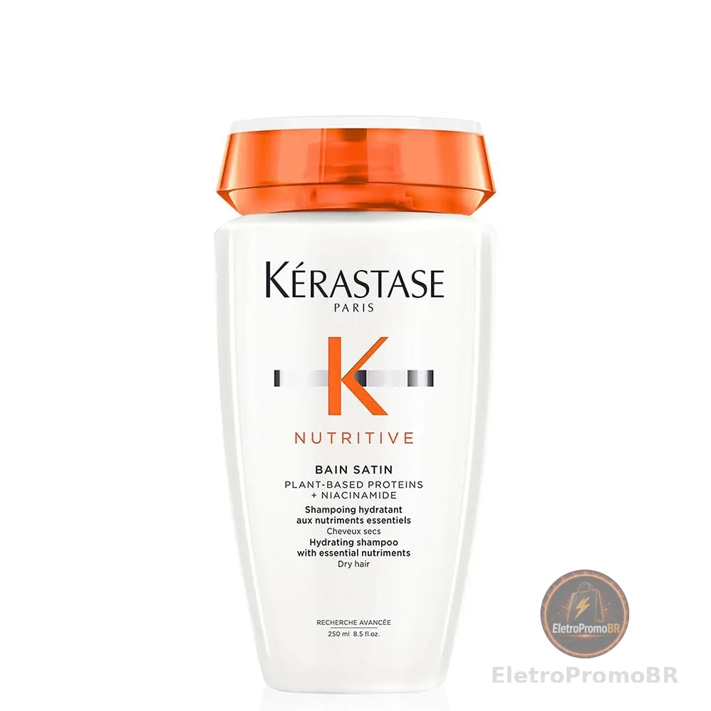 Kérastase Nutritive Bain Satin, Shampoo Hidratante para Cabelos Secos, Nutrição Intensa, Brilho, Maciez, Fortalecimento e Revitalização da Fibra Capilar, 250ml