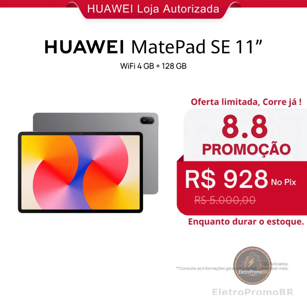 HUAWEI MatePad SE 11" 128/4 | Tablet | Design Corpo Único Metal | 7700 mAh + Superbateria de 22,5 W