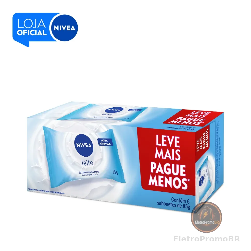 Kit NIVEA Sabonete em Barra Hidratante Leite 85g (6 unidades)