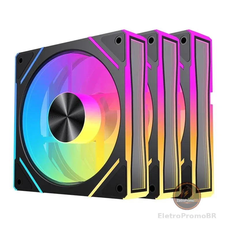 Kit Ventoinhas Acegeek Silverline, ARGB, 3x120mm, Preto, AG-SILVERLINE3X1-BK